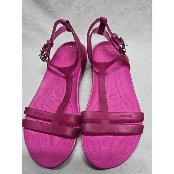 Crocs Women's Really Sexi Ankle Strap Strappy Sandals Fuchsia Pink Sz 7- Flawed - Picture 12 of 15